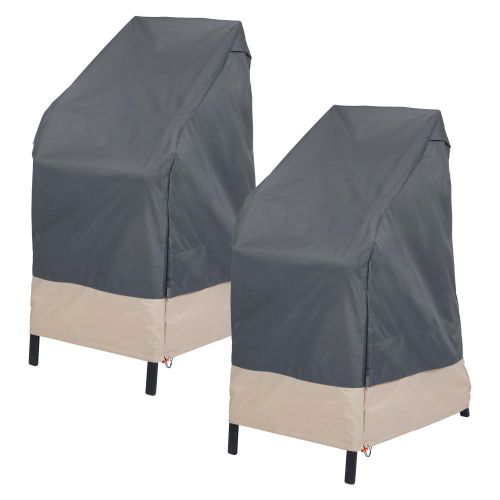 Renaissance Patio Stackable High Back Chair & Bar Stool Cover, 27"L x 27"W x 49"H, 2-Pack, Gray