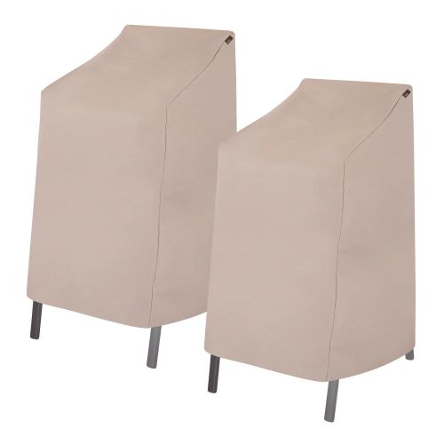 Basics Patio Stackable High Back Chair & Bar Stool Cover, 27"L x 27"W x 49"H, 2-Pack, Beige