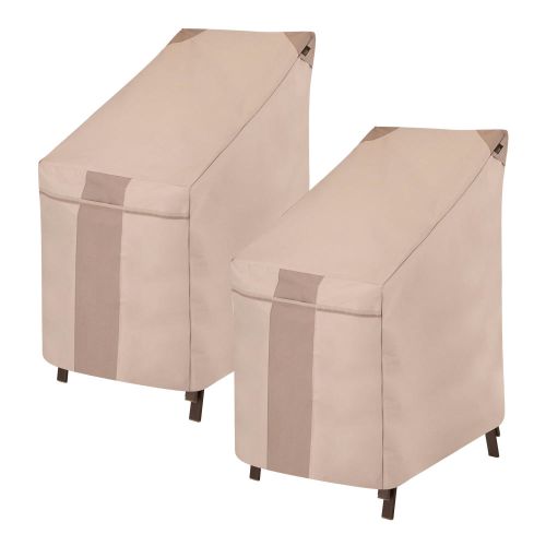 Monterey Stackable High Back Chair & Bar Stool Cover 25.5"L x 35.5"W x 45"H, 2-Pack, Beige