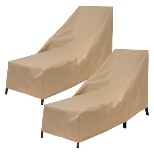 Basics Patio Chaise Lounge Cover, 76"L x 27"W x 30"H, 2-Pack, Khaki