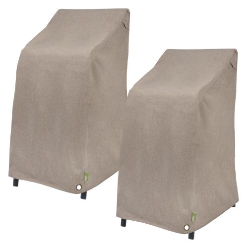 Garrison Patio Stackable High Back Chair & Bar Stool Cover, Waterproof, 27"L x 27"W x 49"H, 2-Pack, Sandstone